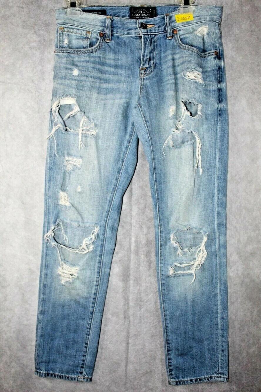 Lucky Brand Jeans Womens 24 W32 L29 Light Wash Distressed Sienna Cigarette